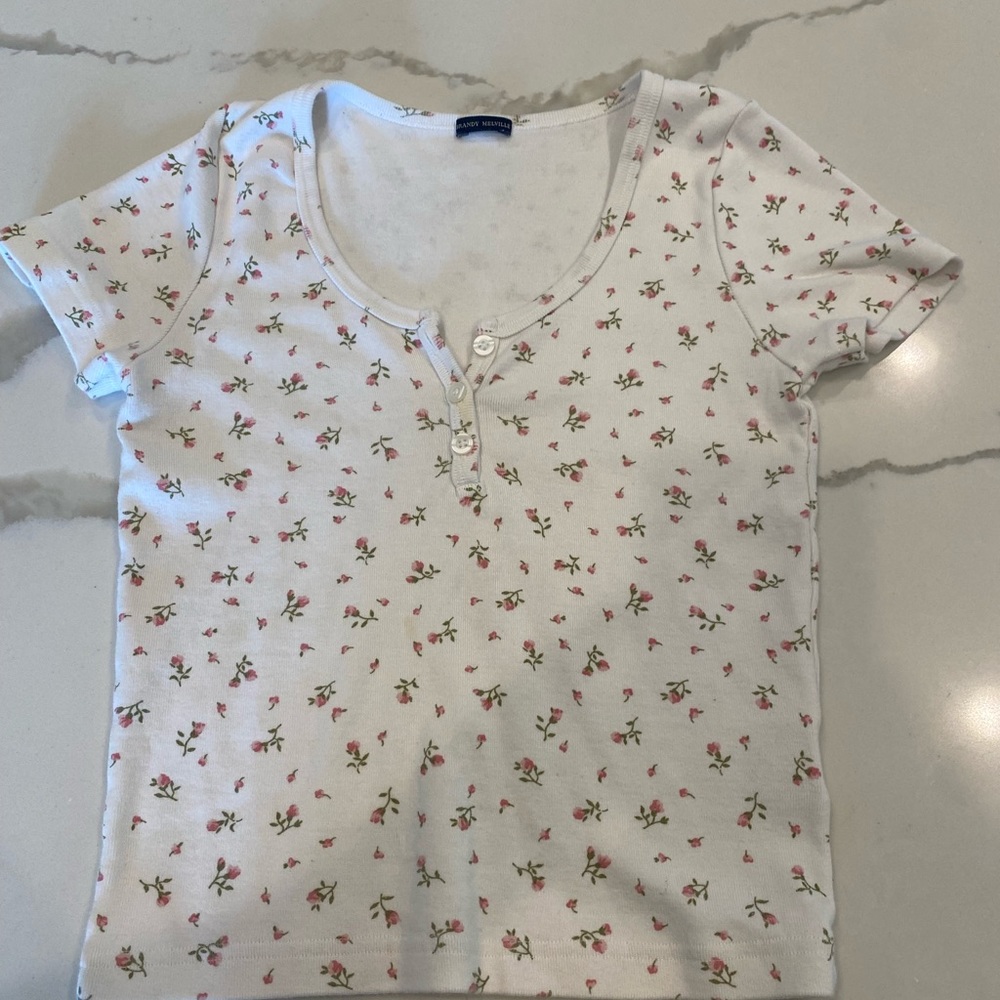 Brandy Melville short sleeve top floral print one size